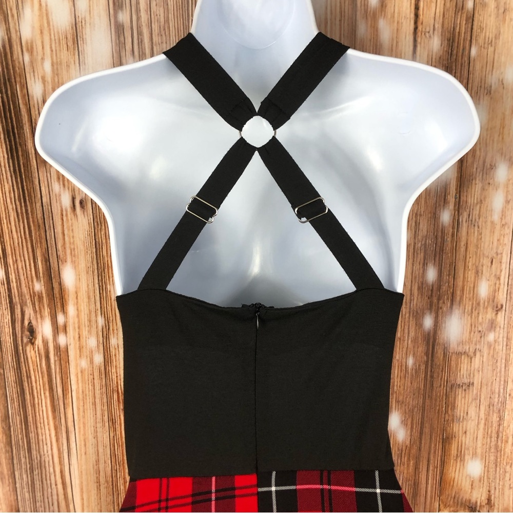 Black and Red Plaid Punk Gothic Sleeveless Tank Dress - Picture 8 of 10